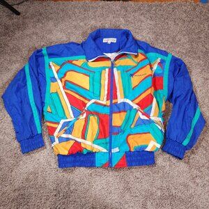 VINTAGE Cross Fusion Windbreaker Jacket Womens Medium Abstract Colorful